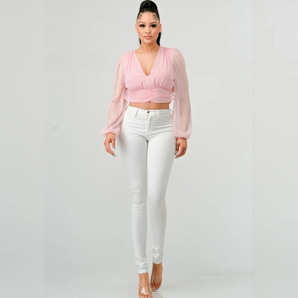 V-neck long sleeves women top